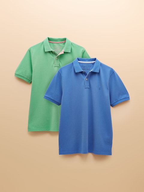 Joules Woody Green & Blue 2 Pack Cotton Polo Shirts