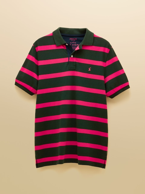 Joules Woody Green/Pink Cotton Pique Polo Shirt