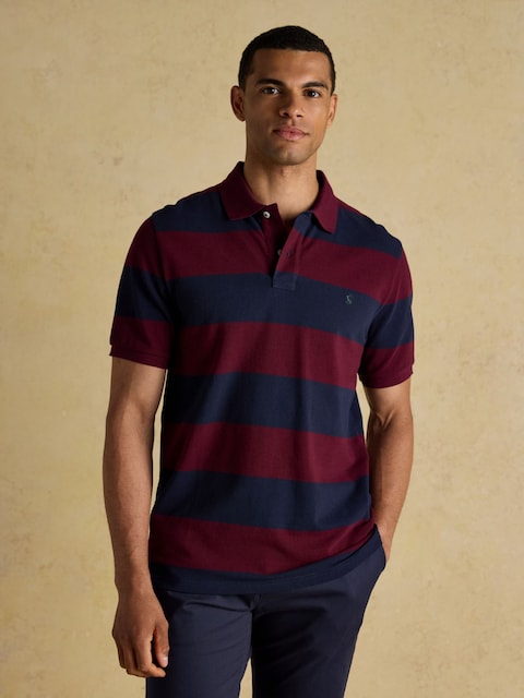 Joules Woody Navy/Burgundy Cotton Pique Polo Shirt