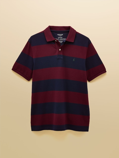 joules Woody Navy/Burgundy Cotton Pique Polo Shirt