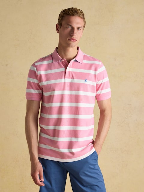 Joules Woody Pink Stripe Cotton Pique Polo Shirt