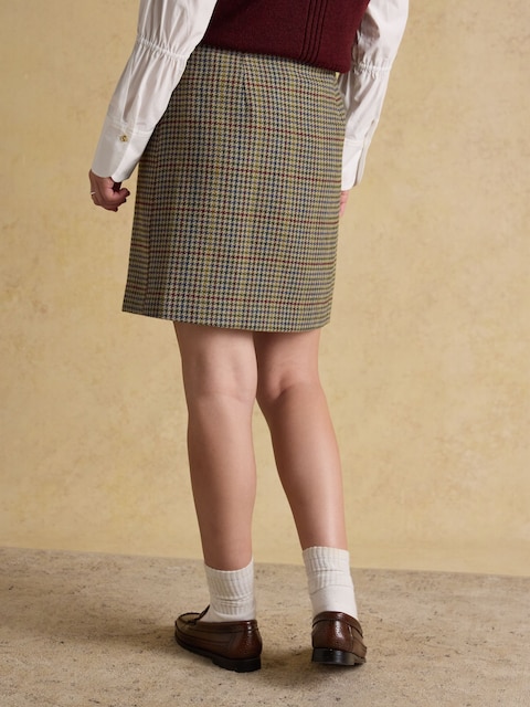 Joules Wrenley Brown Wrap Tweed Skirt