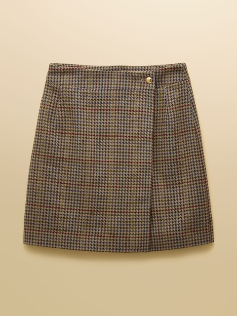 joules Wrenley Brown Wrap Tweed Skirt