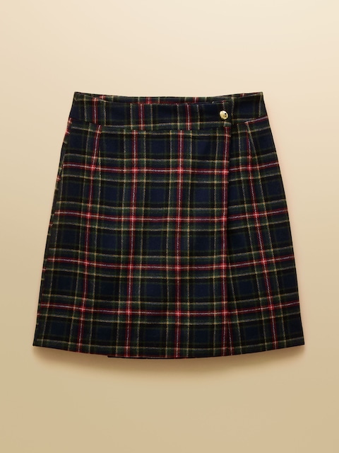 joules Wrenley Navy Wrap Tweed Skirt