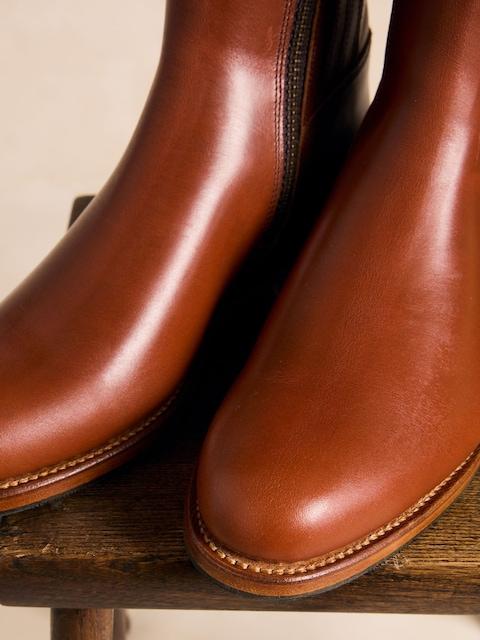 joules Joules X Spanish Boot Co. Chestnut Brown Leather Boots