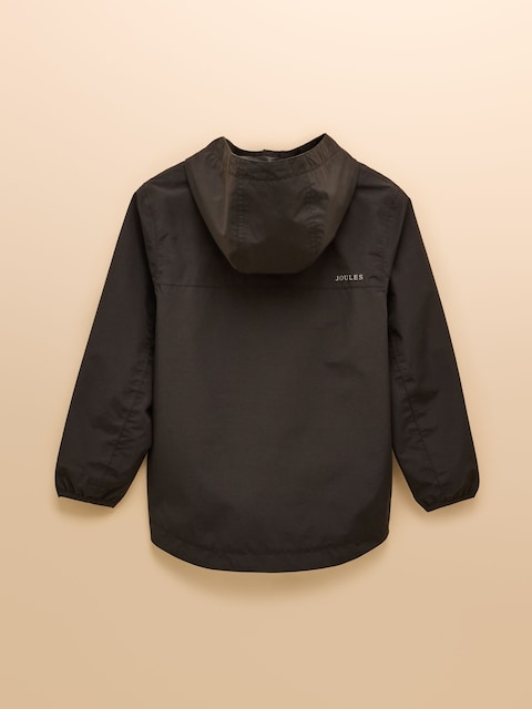 Joules Kids' Ayston Black Waterproof Fleece Lined Raincoat