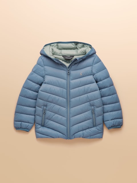 Joules Kids' Cairn Blue Showerproof Padded Coat With Hood