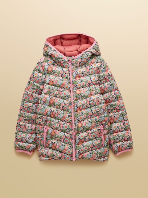 Joules Kids' Cairn Multi Ditsy Showerproof Padded Coat With Hood