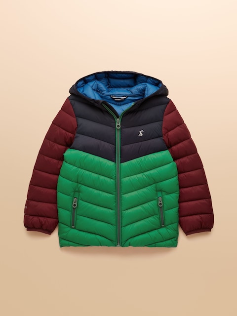 Joules Kids' Cairn Navy Colourblock Showerproof Padded Coat