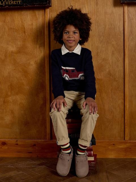 Joules Kids' Cracking Navy Blue Intarsia Knit Jumper