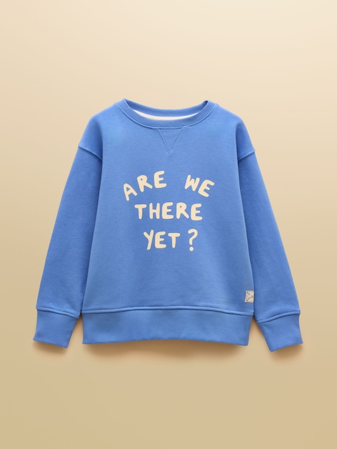 Joules Kids Sundaze Blue Crew Neck Slogan Sweatshirt