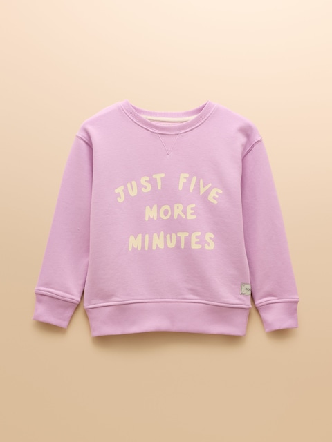 Joules Kids Sundaze Purple Crew Neck Slogan Sweatshirt