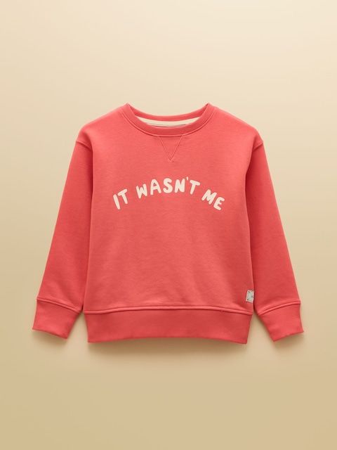 Joules Kids Sundaze Red Crew Neck Slogan Sweatshirt