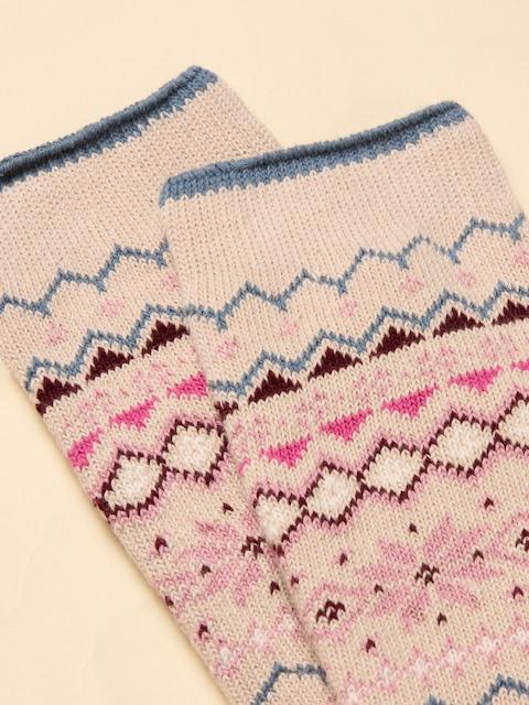 Joules Lucille Neutral Fair Isle Cotton Blend Socks