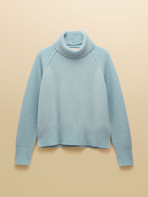 joules May Blue 100% Merino Wool Jumper with Detachable Roll Neck