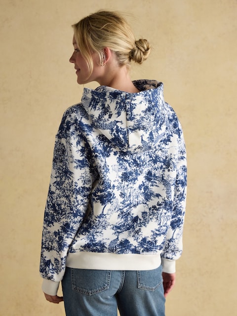 Joules Milbourne Blue & Cream Safari Cotton Blend Hoodie