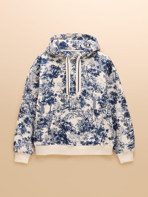 joules Milbourne Blue & Cream Safari Cotton Blend Hoodie