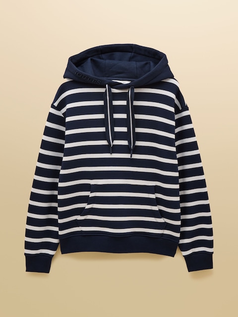 joules Milbourne Navy & Cream Striped Cotton Blend Hoodie