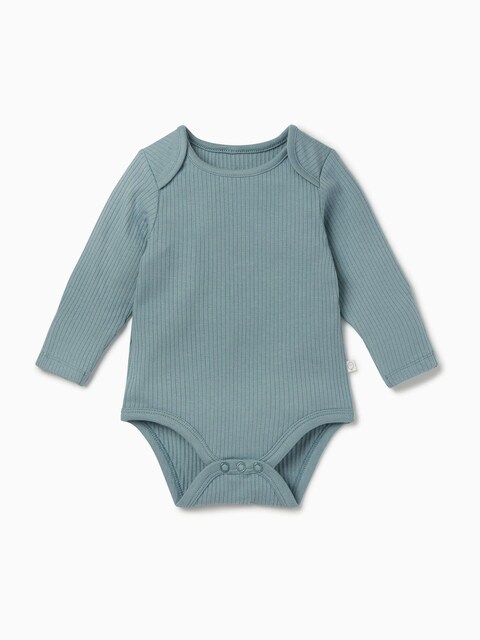 Joules MORI Blue MORI Supersoft Ribbed Stretch Long Sleeve Envelope Neckline Bodysuit