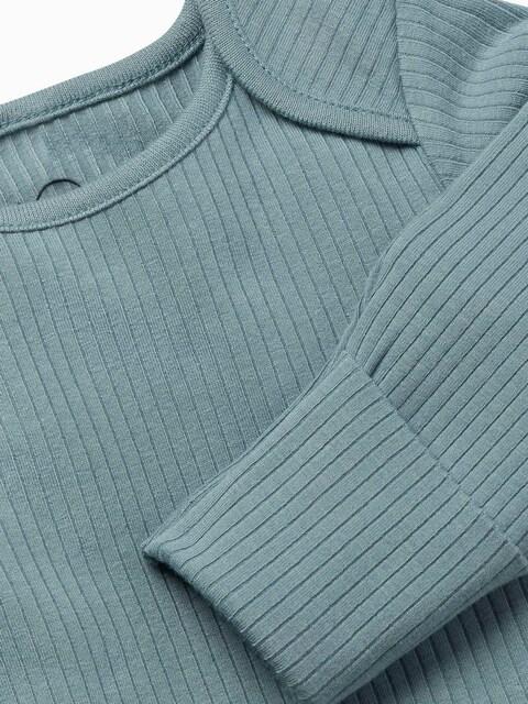 joules MORI Blue MORI Supersoft Ribbed Stretch Long Sleeve Envelope Neckline Bodysuit