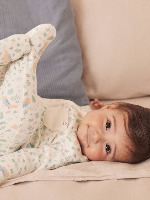 Joules MORI Cream MORI Peter Rabbit Supersoft 2 Way Zip Up Clever Sleepsuit