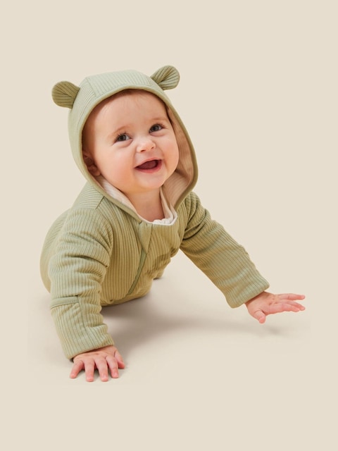 Joules MORI Green MORI Supersoft Cosy Zip-Up Pramsuit