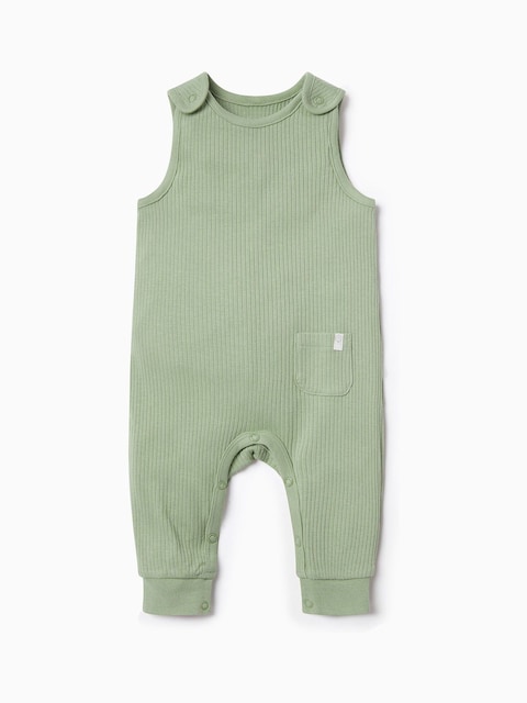 joules MORI Green MORI Supersoft Ribbed Romper Dungarees