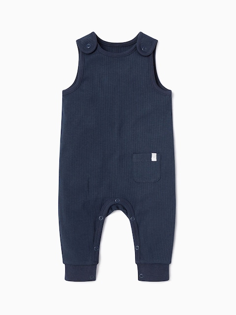joules MORI Light Blue MORI Supersoft Ribbed Romper Dungarees