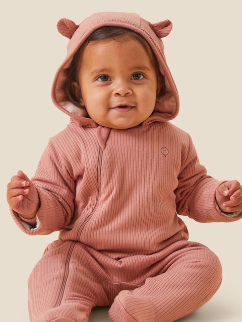 Joules MORI Pink MORI Supersoft Cosy Zip-Up Pramsuit
