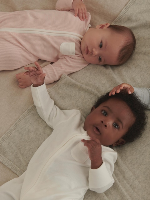 Joules Mori White MORI Supersoft 2 Way Zip Up Clever Sleepsuit