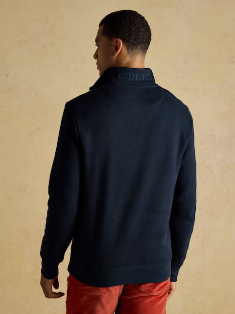 Joules Navy Alistair French Ribbed Knit Quarter Zip Sweatshirt