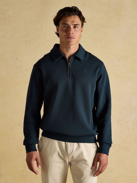 Joules Navy Brushed Cotton Collar Quarter Zip Sweatshirt