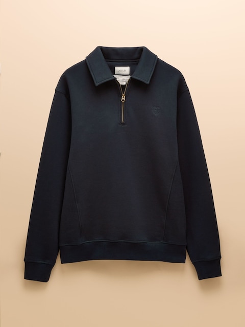 joules Navy Brushed Cotton Collar Quarter Zip Sweatshirt