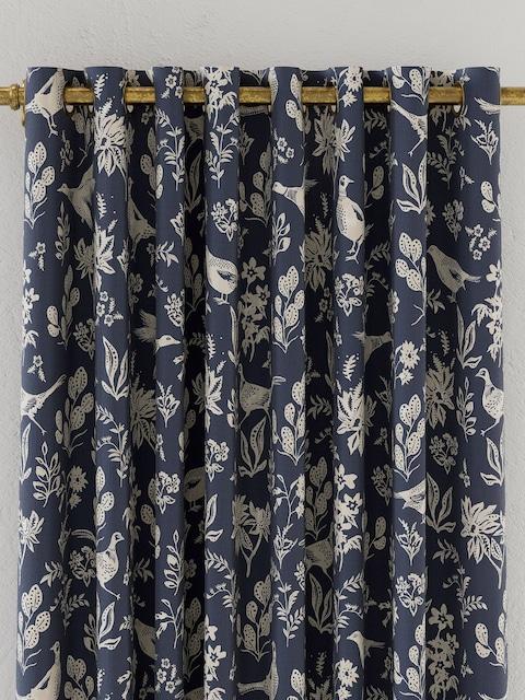 Joules Navy Festival Pheasants Blackout Eyelet Curtains