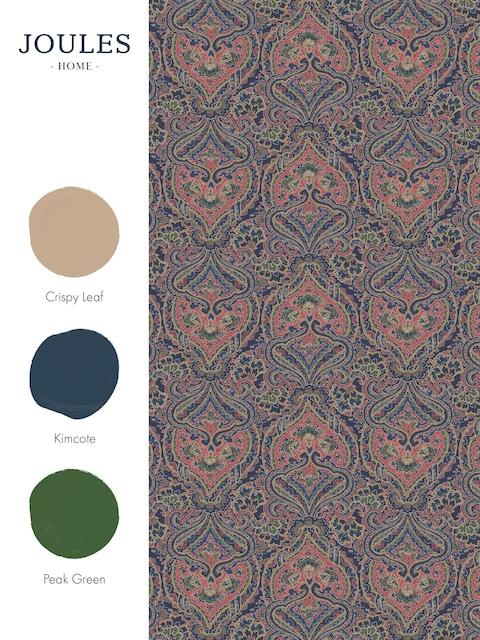joules Navy/Multi Opulent Paisley Print 10M Wallpaper