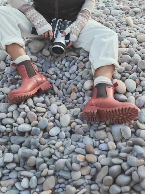 Joules Oakfield Orange Short Neoprene Lined Wellies