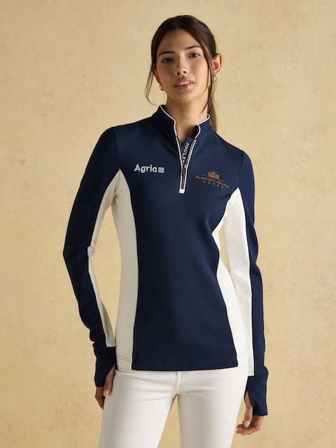 Joules Official Blenheim Navy European Championship 1/4 Zip Long Sleeve Top