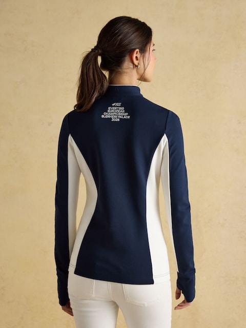 Joules Official Blenheim Navy European Championship 1/4 Zip Long Sleeve Top
