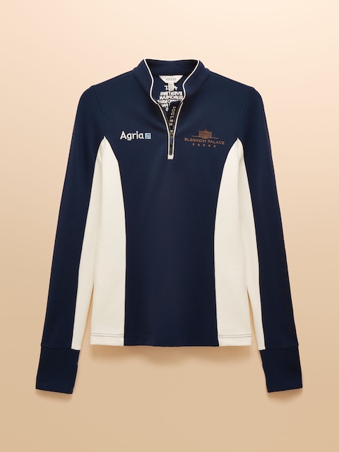 joules Official Blenheim Navy European Championship 1/4 Zip Long Sleeve Top