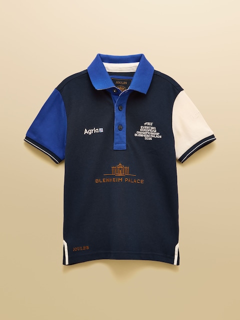 Joules Official Blenheim Navy European Championship Kids' Pique Polo Shirt