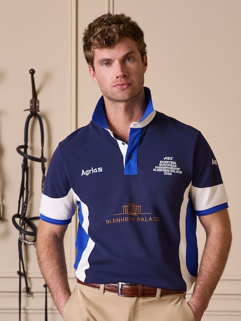 Joules Official Blenheim Navy European Championship Pique Polo Shirt