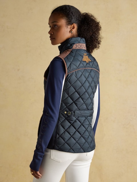 Joules Official Blenheim Navy European Championship Showerproof Diamond Quilted Gilet