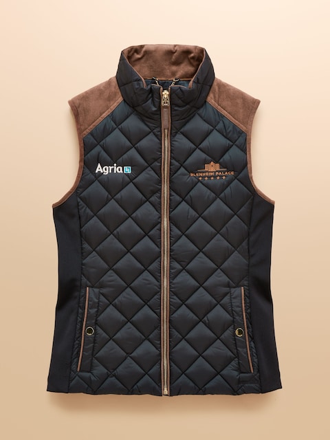 joules Official Blenheim Navy European Championship Showerproof Diamond Quilted Gilet