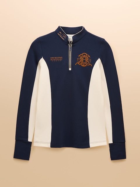 joules Official Burghley Navy 1/4 Zip Long Sleeve Top