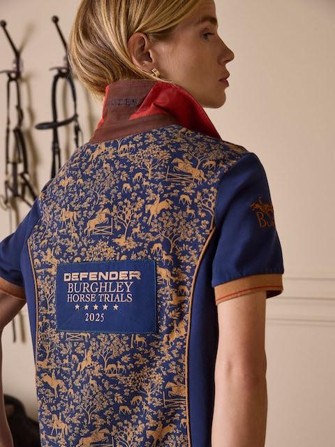 Joules Official Burghley Navy Horse Print Pique Polo Shirt