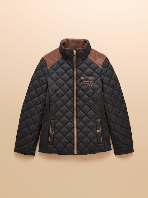 joules Official Burghley Navy Showerproof Diamond Quilted Coat