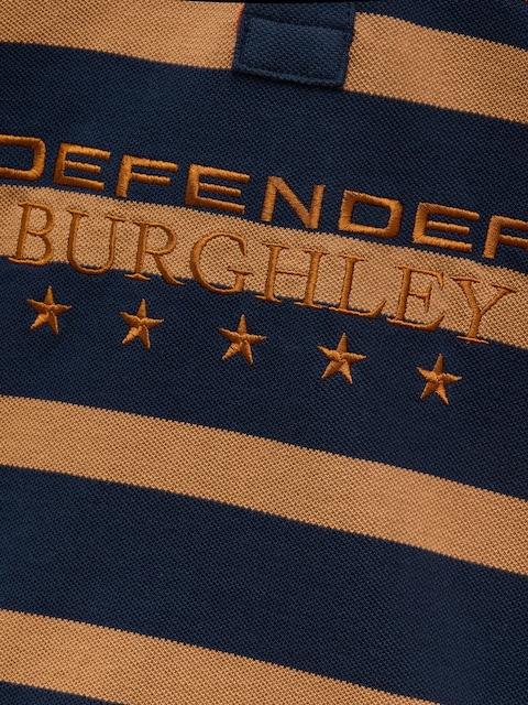 joules Official Burghley Orange Stripe Kids Pique Polo Shirt