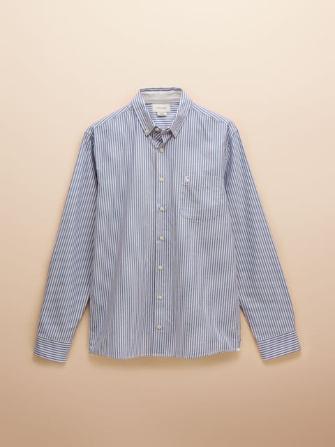 joules Oxford Classic Fit Blue Stripe Long Sleeve Cotton Shirt