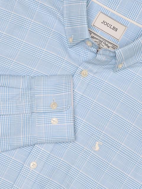 Joules Oxford Classic Fit Light Blue Check Long Sleeve Cotton Shirt