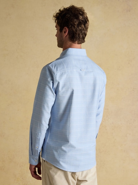 Joules Oxford Classic Fit Light Blue Check Long Sleeve Cotton Shirt